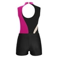 thumbnail image 2 of TSSOE Sleeveless Gymnastics Leotards for Girls Sparkly Dance Biketards Unitard with Shorts Practice Outfits Hot Pink&Black 8, 2 of 7