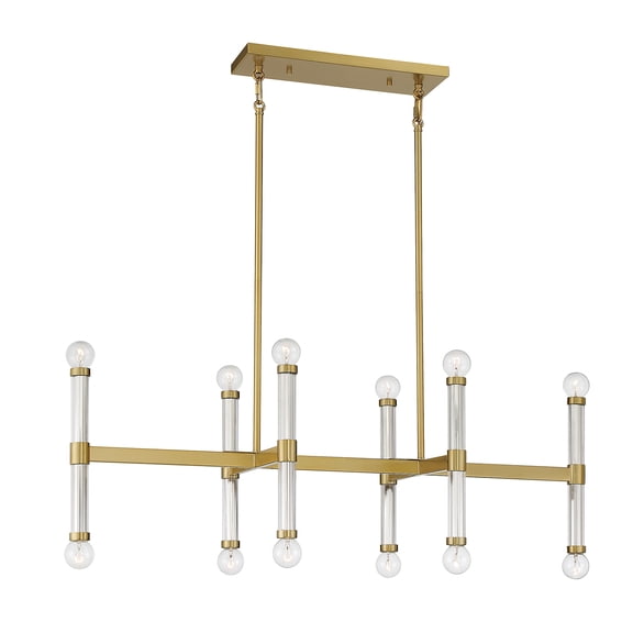 Kingsburg 12-Light Linear Chandelier in Warm Brass