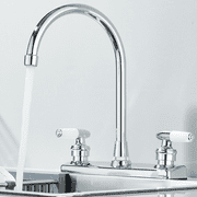 Zovajonia Chrome Two Handle Kitchen Faucet, High Arc 360° Swivel Spout Sink Faucet, Modern Commercial 3 Hole Kitchen Faucet, Plastic Body