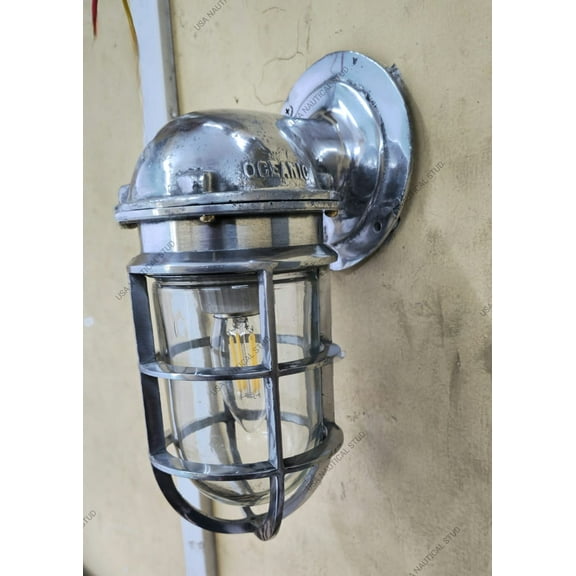 Bulkhead Oceanic Sconce Aluminum Wall Light – Industrial Nautical Style, Indoor/Outdoor Fixture