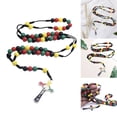 thumbnail image 2 of YIGSECU Multicolored Beads Rosary Chain with Christians Crosses Pendant Braided Rope Necklace Fashion Accessory for Believers, 2 of 8