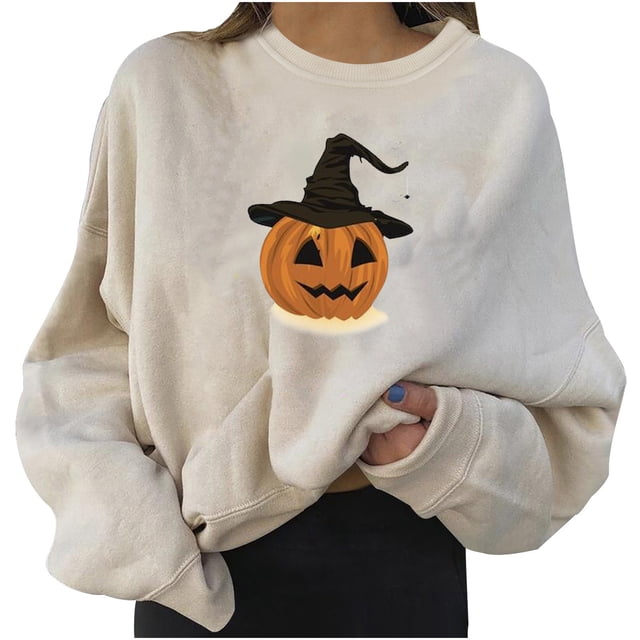EQWLJWE Sweat à Capuche pour Femmes, Halloween Mode Femmes Décontracté à Manches Longues Imprimé Sweat-Shirts Tops, Offres, Rabais