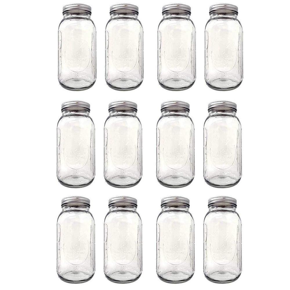 Ball Glass Mason Jars Wide Mouth 64 Oz With Lids And Bands For Canning And Storage 12 Jars With