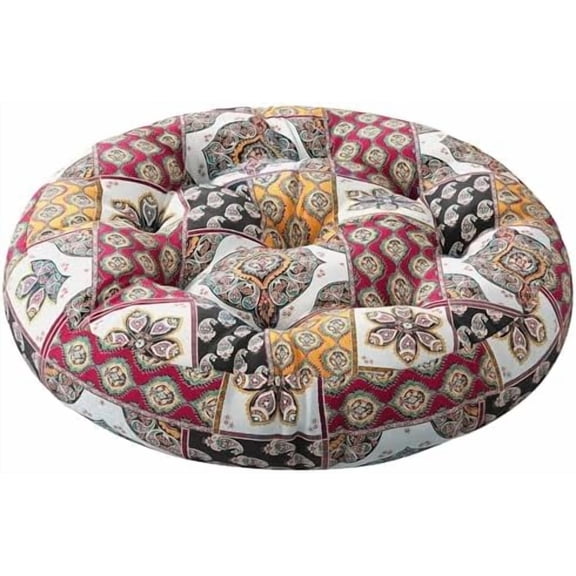 Round Meditation Floor Cushions, Large Pillow Sitting for Adults and Kids, Boho Seats for Reading Yoga Living Room Tatami, Memory Foam Added, 22x22 Inch, Paisley Boho