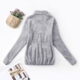 thumbnail image 4 of Womens Full Zip Up Sherpa Lapel Fuzzy Fleece Jacket Oversized Fluffy Coat, 4 of 4