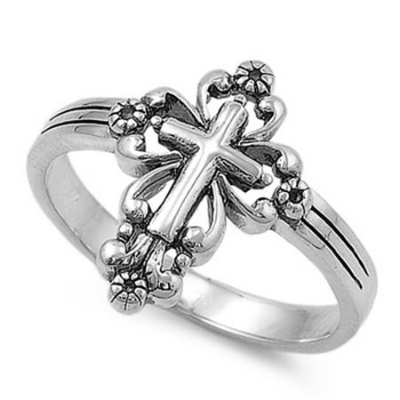 Classic Rink (Sterling Silver Classic Vintage Cross Ring ( Sizes 5 6 7 8 9 10 11 12 ) Christian Religious 925 Rings by Sac Silver (Size)