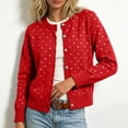 thumbnail image 2 of GEWSEY Women's Polka Dot Cardigan Oversized Open Front Sweater Button Down Knit Outerwear Cozy Sweaters Fall Winter Trendy Cute Teacher Cardigans (Red, 3XL), 2 of 6