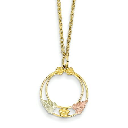 10k Black Hills Gold Open Leaf Pendant Necklace