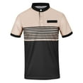 thumbnail image 4 of hotojiny Men's Henley Shirt Stripes Short Sleeve Work T-Shirts Fashion Colorblock Button Tops Casual Business Golf Tee, 4 of 5