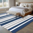 thumbnail image 5 of Gray Navy Washable Living Room Rugs 5'x7', Blue Stripe Minimalist Vertical Stripes Modern Art Low Pile Throw Large Area Rugs Non-Slip Sturdy Edge Binding Carpet for Dining Room Bedside Kitchen, 5 of 9