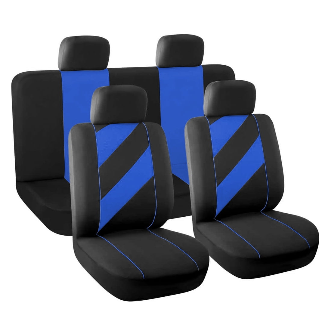8 Piece X Unique Flat Cloth Auto Car Seat Cover Headrests Full Set