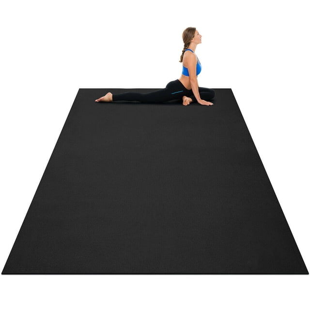 Gymax Large Yoga Mat 6' x 4' x 8 mm Thick Workout Mats for Home Gym Flooring Black
