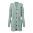 thumbnail image 4 of HNMKIU Long Sleeve Knit Long Cardigan for Women Fall Winter Open Front Button Sweaters with Pockets Cardigan Sweaters for Women Green,S, 4 of 5