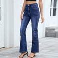 thumbnail image 1 of Nuoqisi Pantalon en Denim Extensible à Taille Mi-Haute pour Femmes avec Poches Évasées - Jeans Rétro Modernes avec Ourlet Évasé pour un Style de Rue Décontracté et un Confort au Quotidien, 1 of 7