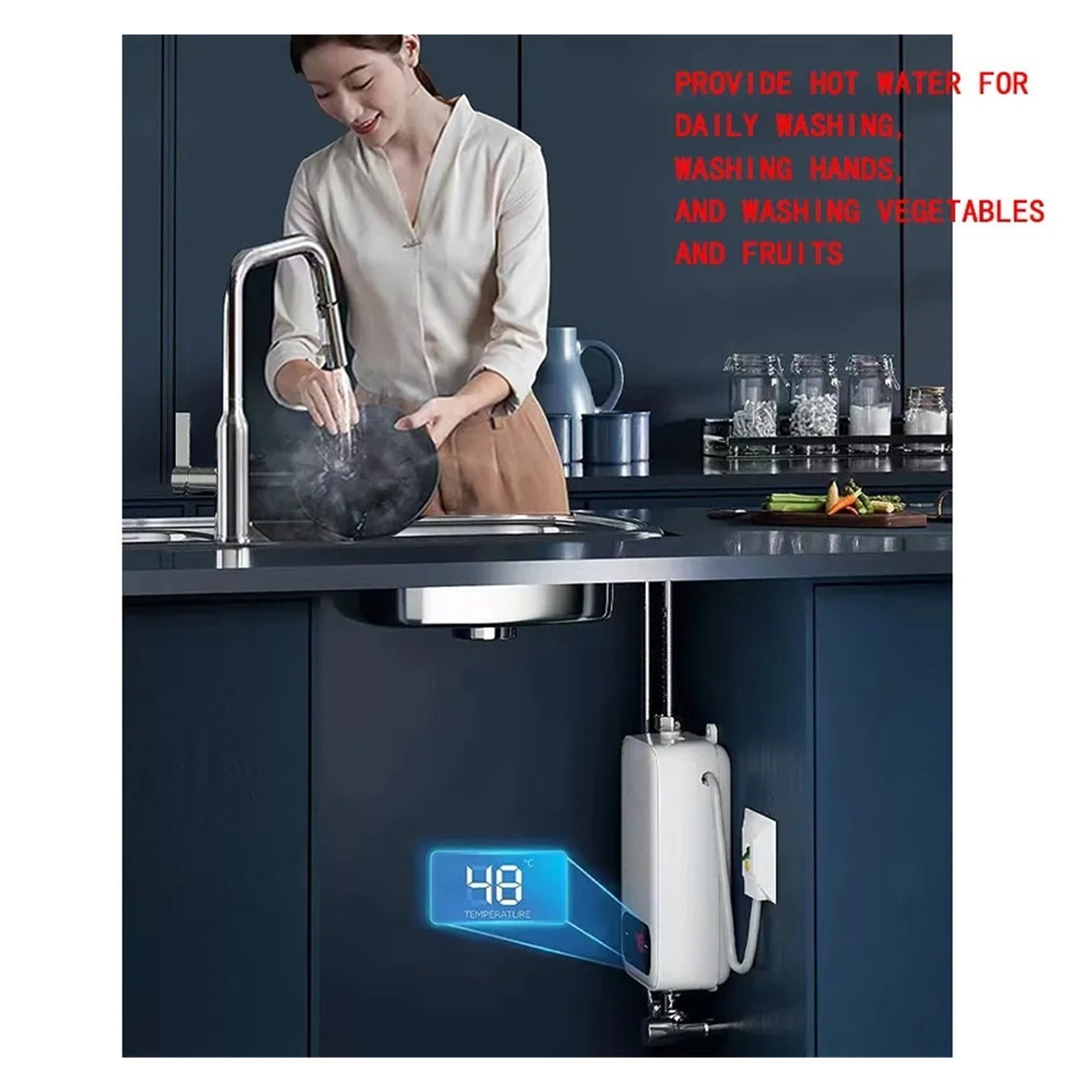 Instant Water Heater 4000W Portable Electric Heaters For Bathroom Hot Water Shower And Home Kitchen Heating ,Safety Protections