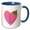 Blue/White, variant on 3drose, Letter L- Image of Pink Heart with Butterfly- Not Actual Embroidery, 11oz Two-tone Black Mug