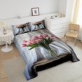 thumbnail image 4 of Erosebridal Botanical Tulip Bedding King Comforter Set,Rustic Flower Bedding Sets King with Comforter,Nature Bloom Decor,Reversible,Super Cozy,3 Pieces, 4 of 8