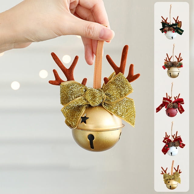 Colgante Navideño de Campanas de Metal Dorado | Material Duradero | Amplia Aplicación | Buenos Deseos | 11 X 11 X 6,2 Cm