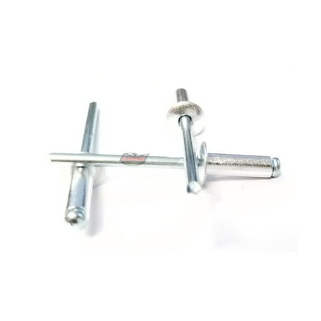

Mill 3/16 Blind Pop Rivets Aluminum Small Head with Steel Mandrel Fasteners .250 - .375 Grip Range