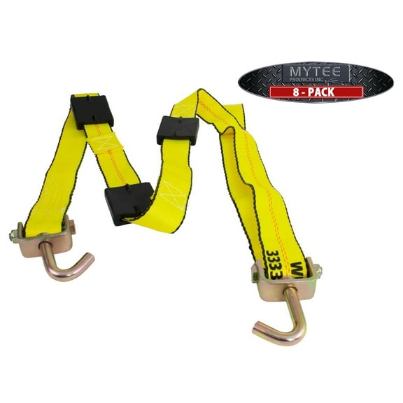 (8 Pack) 2" x 12' Replacement Over the Tire Strap w/ 2 Swivel Hooks (No Ratchet)