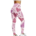 thumbnail image 3 of FASHOFT Women's Valentine's Day High Waist Love Heart Printted Ankle Elastic Tights Leggings Hot Pink L, 3 of 4