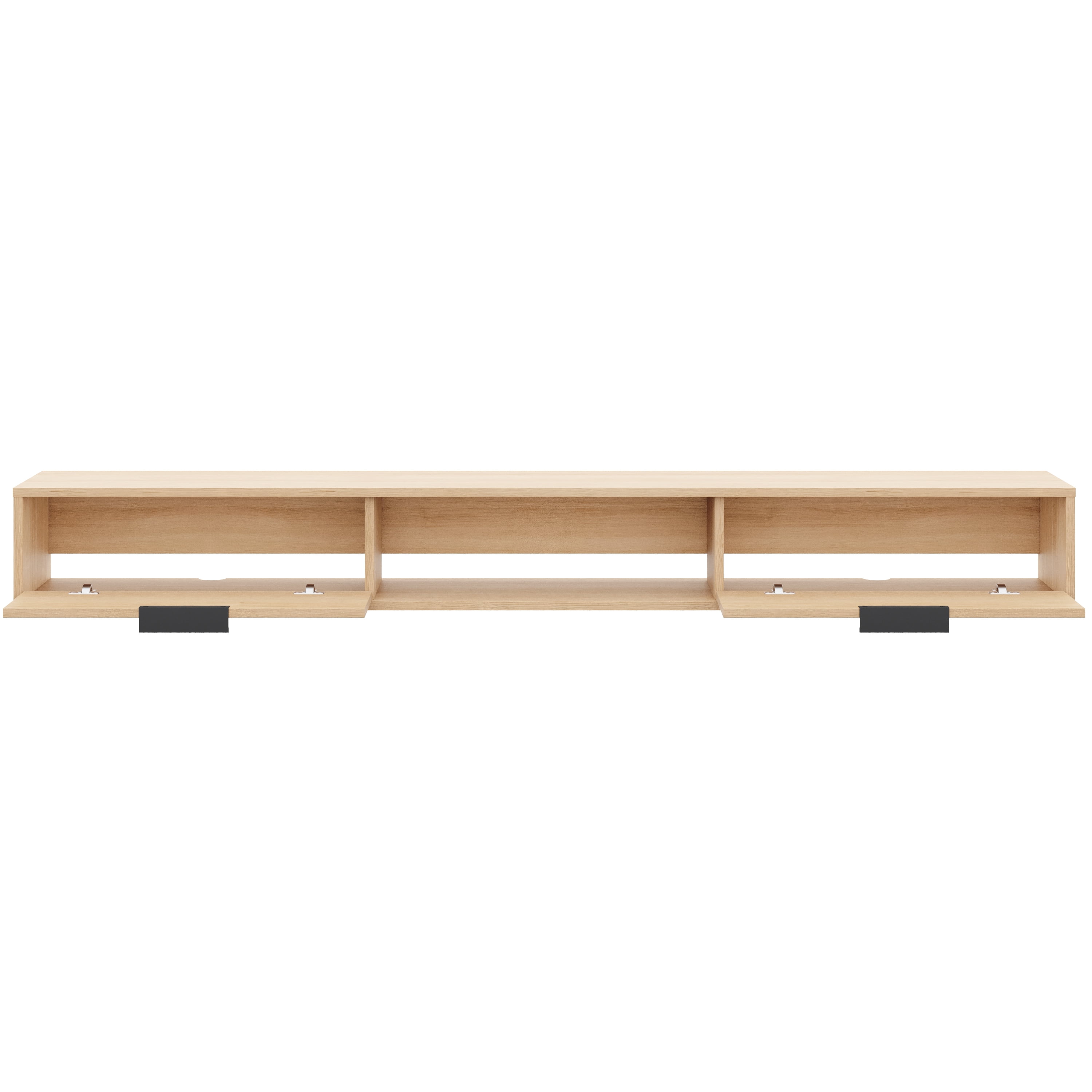 Meuble TV mural Nexera Slim 72 po avec 2 armoires, chêne blond naturel