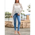 thumbnail image 6 of Womens Long Sleeve Round Neck High Low Asymmetrical Irregular Hem Tops, 6 of 11