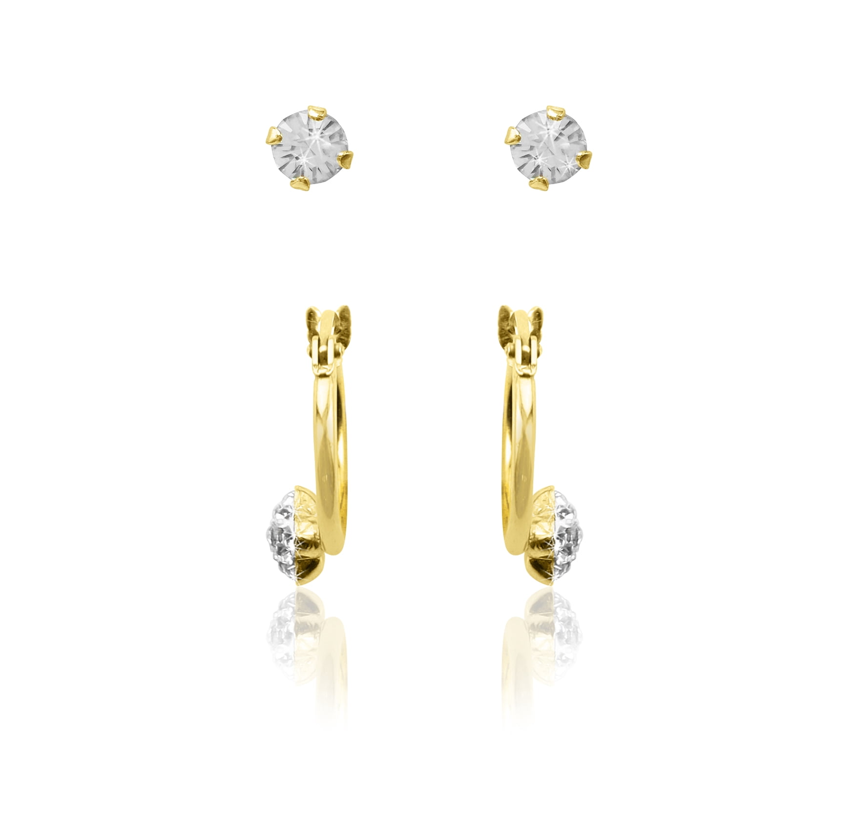 Brilliance Fine Jewelry 10K Gold Filled Crystal Children’s Earring Set