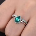 thumbnail image 6 of HeartsAndYou 2ct Natural Green Emerald Fancy Bridal Set Engagement Ring 14k SOLID White Gold, 6 of 9