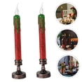 thumbnail image 3 of OULII 2Pcs Led Pillar Candles for Room Lights Plastic Red Candle Light 11.8X2.2X2.2in, 3 of 8