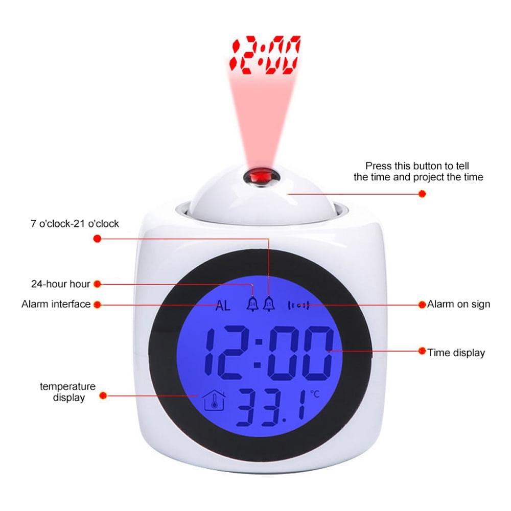 MultiFunction Projection Clock Led Colorful Backlight Electronic Alarm