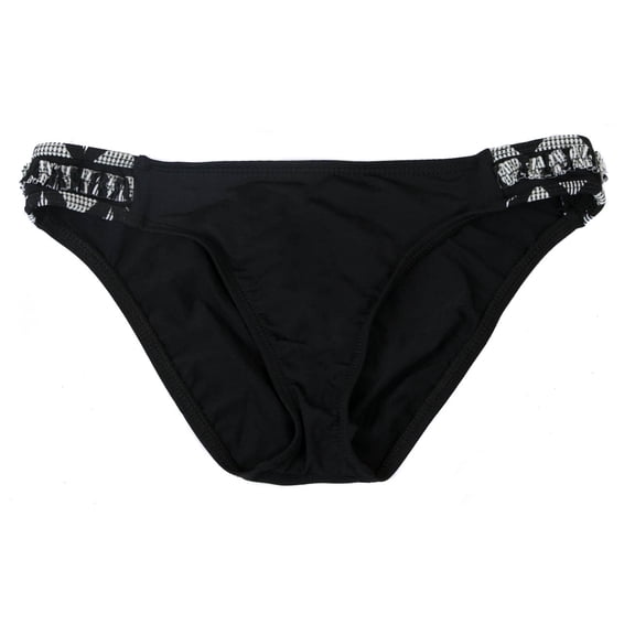 Women's Kenneth Cole Reaction Classic Bikini Swim Bottom Black with Black and White Plaid Side