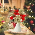 thumbnail image 7 of Glitter Poinsettia Christmas Flowers Artificial Silk Floral Arrangement for Home Decor, Table Centerpiece, Vase Filler, Holiday Wreath and Tree Decoration, Festive Party Indoor Decor, 7 of 7