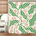 thumbnail image 4 of Matisse Y2K Shower Curtain Set 71Wx71H Inches Abstract 70s Aesthetic 90s 00s Sage Green Pink Groovy Trendy Hippie Modern Polyester Waterproof Bathroom Curtain with 12 Hooks, 4 of 5