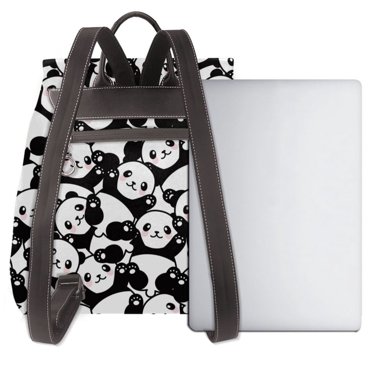 black and white leather backpack purse BIANCA 24cm Width Women's Leather Backpack Purses, Black