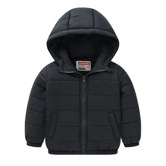 Otqutp Kids Boys Girls Long Sleeve Hooded with Pockets Solid Color Short Cotton Jacket Full Zip Outwear for Children 1-10 Years(Black,4-5 Years)