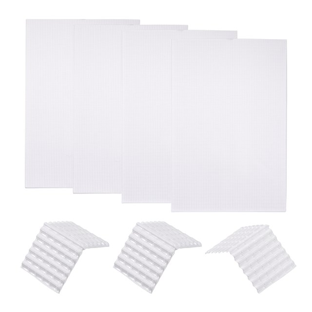 Miniatura Techo Tejas PVC Modelo Tejado Azulejos Mini DIY Azulejos Modelo Edificio Juego para Jardín Arena Mesa 29.5x19.5cm/1.16x0.76 Blanco Paquete de 4, 1:100