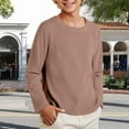 thumbnail image 5 of Gubotare Long Sleeve Shirts for Boys Boys Long Sleeve Shirts Kids Fashion Crewneck Side Slit Tops Tees,Coffee 8-9 Years, 5 of 7