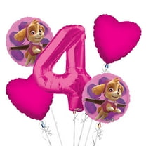 Paw Patrol Girl Balloon Bouquet 4th Birthday 5 pcs - Party Supplies