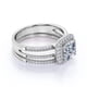 thumbnail image 2 of JeenMata Anillo de Compromiso con Diamante Real de Talla Cojín - Cuerpo Dividido - Anillo con Halo - Conjunto de Boda - Oro Blanco de 10 K, 2 of 6