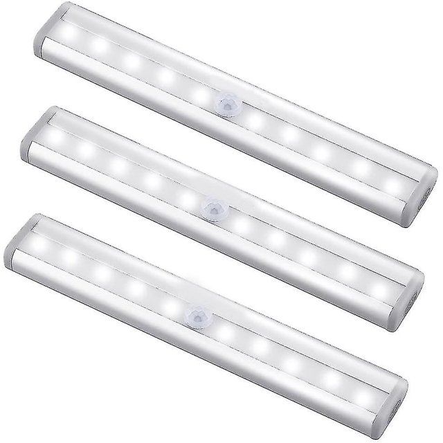 Paquete de 3 luces de sensor de movimiento magnéticas recargables USB mejoradas 10 LED JFHHH pequeña