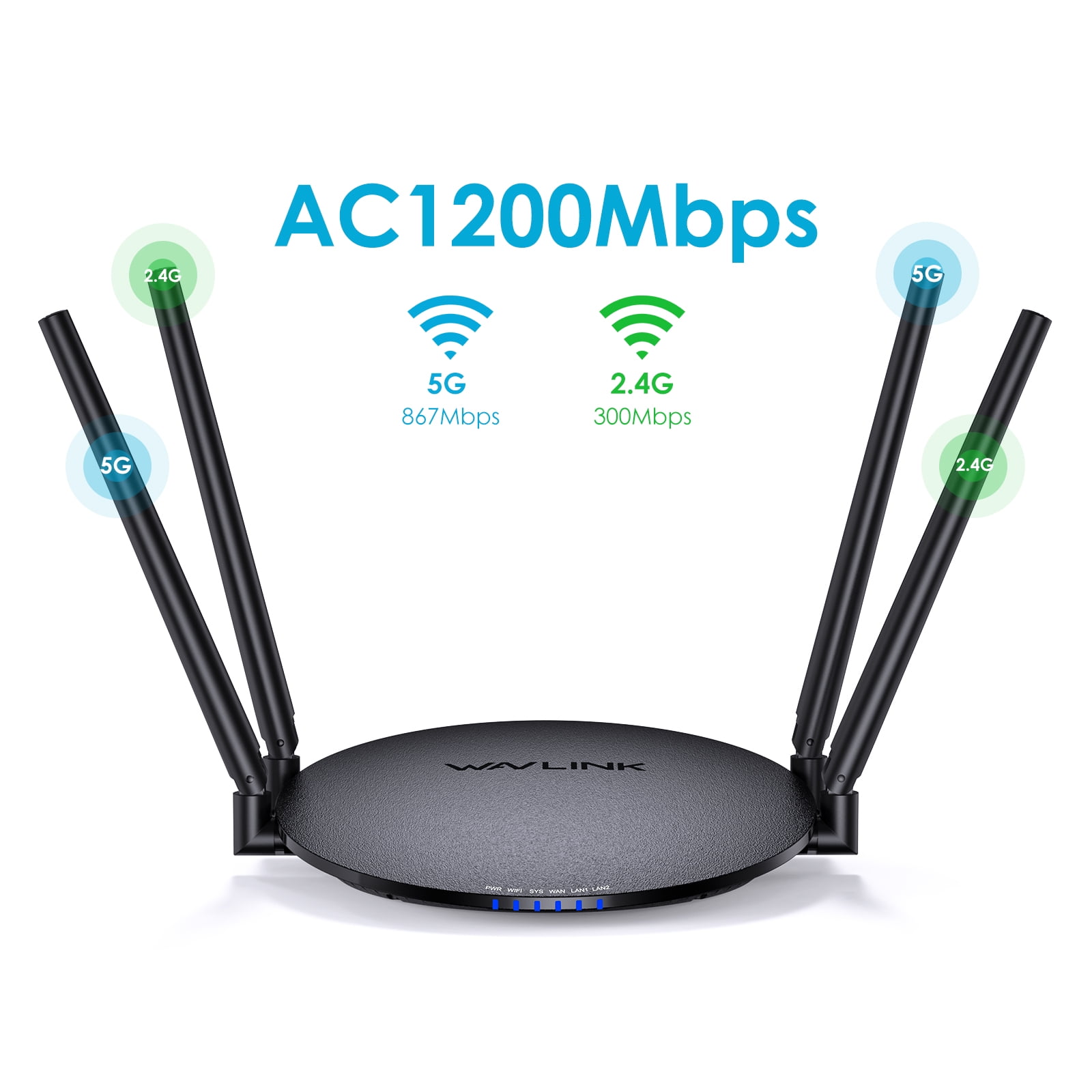 Quanlity100 Wireless Router 1200Mbps, Dual Band 5GHz+2.4GHz WiFi 5 Router with 1000Mbps WAN/LAN, Long Range Coverage for Home & Office, Supports Router/Access Point/Repeater Mode