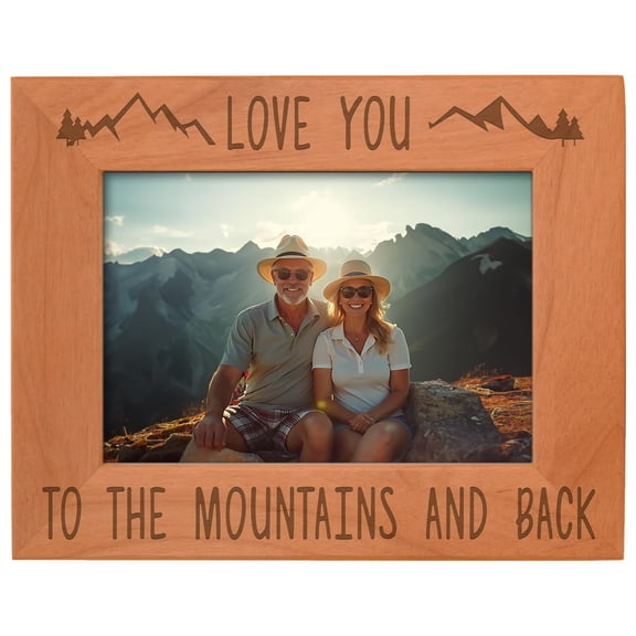 ThisWear Mountain Photo Frame Love You to The Mountains Back Wood Engraved 5x7 Landscape Picture Frame