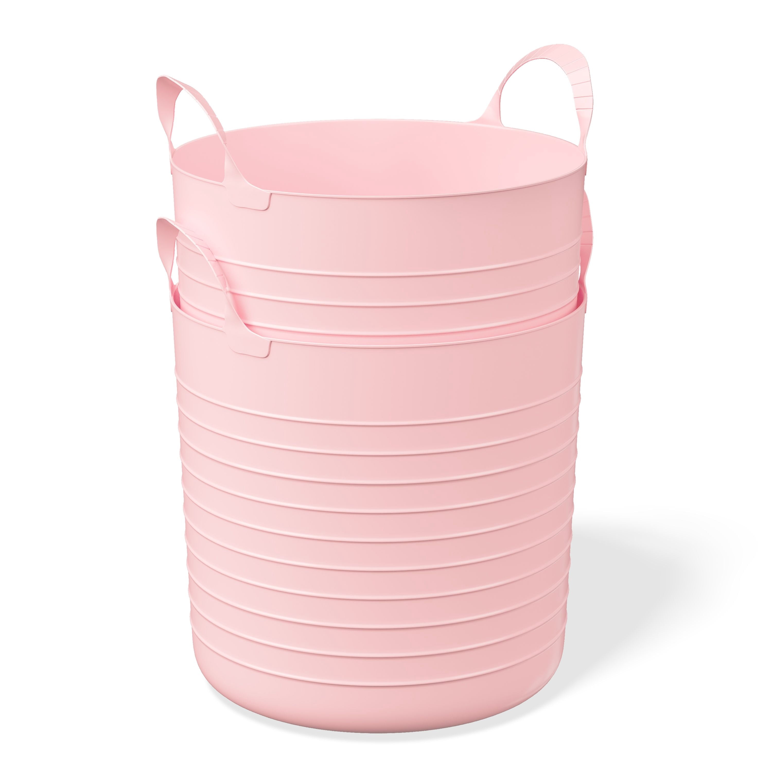 Mainstays Kids 10 Gallon Large Plastic Pink Flex Storage Baskets, 4 Pack