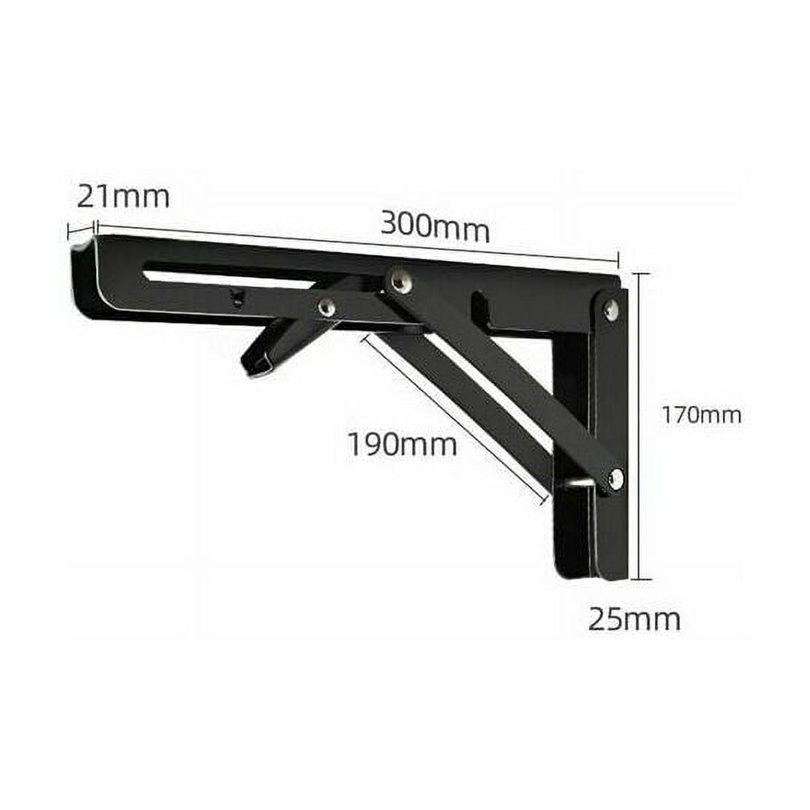 Foldable Shelf Brackets Supports High Load Capacity, Easy Lock Release, Space Saving Design, Fontainebleau Black Heavy Duty Metal For DIY Projects (2PCS)