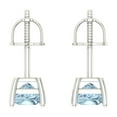 thumbnail image 4 of 1.5 Ct Princess Cut Studs Natural Sky Blue Topaz 14K White Solid Solid Gold Everyday Dainty Earrings Screw Back, 4 of 7