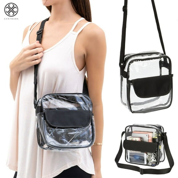 Luxtrada Clear Plastic Tote Bag Women Transparent Handbag Zip Purse Stadium Crossbody for Concerts Work Sports