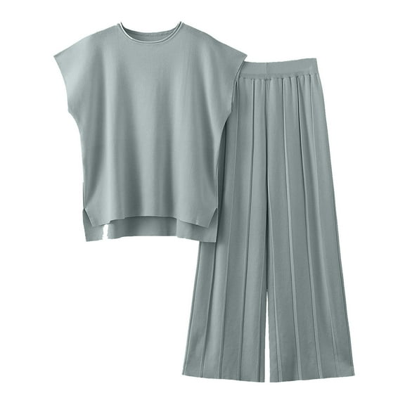 Spring Savings Clearance Lindreshi Womens 2 Piece Outfits for Summer Women's Fashion Versatile Round Neck Long Sleeve Loose Pants Set For Women