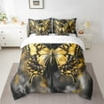 thumbnail image 2 of Gold Butterfly Bedding Comforter Sets 7 Pieces Black and Gold Marble Bed in a Bag, Grey Stone Pattern Full Bedding Sets Foil Print Comforter Set, Black Grey Golden Marbling Bedding Sets, 2 of 4