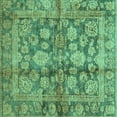 thumbnail image 1 of Ahgly Company Machine Washable Indoor Square Oriental Turquoise Blue Traditional Area Rugs, 3' Square, 1 of 4
